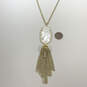 Designer Kendre Scott Gold-Tone Mother Of Pearl Tassel Pendant Necklace image number 2