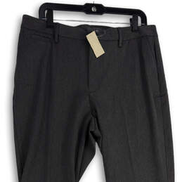 NWT Womens Gray Flat Front Slash Pocket Straight Leg Dress Pants Sz 14 Tall