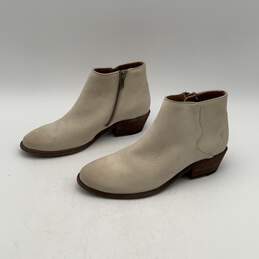 Frye Womens Carson Piping Off-White Brown Leather Side Zip Ankle Boots Size 7.5M alternative image