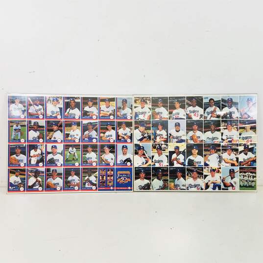Set of Los Angeles Dodgers Uncut Trading Card Sheets in Acrylic Frame image number 2