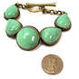 Designer Lucky Brand Gold-Tone Green Faux Turquoise Toggle Chain Bracelet image number 3