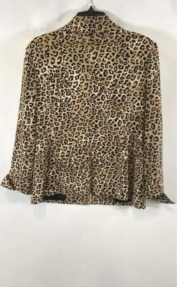 Chico's Womens Brown Leopard Print Long Sleeve Collared Full Zip Jacket Size 1P alternative image