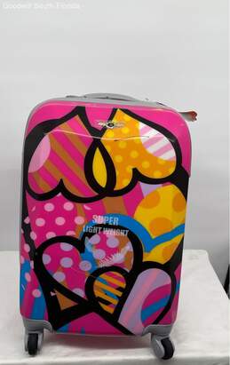 Rockland Multicolor Heart Print Lightweight Hardside Carry On Travel Luggage Bag