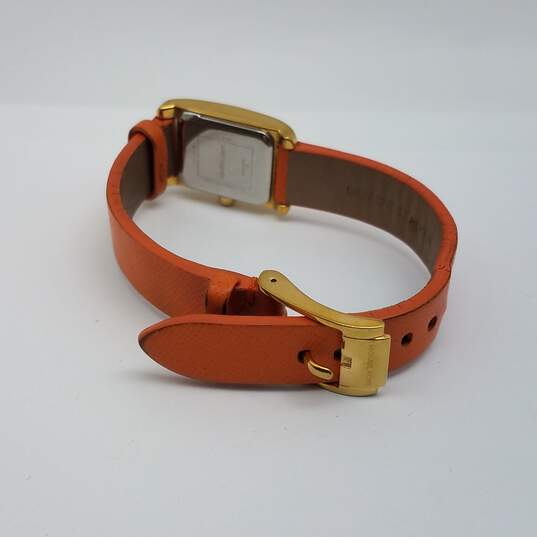Michael Kors Tank 18mm Gold Tone Case with Orange leather strap Lady's Stainless Steel Quartz Watch image number 4