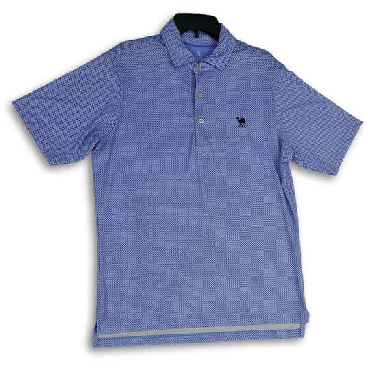 NWT Mens Blue Polka Dot Spread Collar Short Sleeve Golf Polo Shirt Size M image number 1