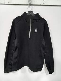 Spyder Black Knitted Pullover Quarter Zip Jacket Men's Size L