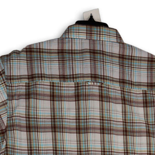 NWT Mens Brown Plaid Spread Collar Flap Pocket Button-Up Shirt Size 2X image number 4
