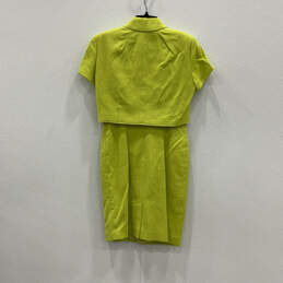 Womens Highlighter Green Short Sleeve Front Button 2 Piece Set Size 4 alternative image