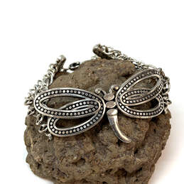 Designer Brighton Silver-Tone Multistrand Butterfly Engraved Chain Bracelet
