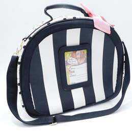 Betsey Johnson Weekender Travel Bag Black & White Stripes Pink Flowers alternative image