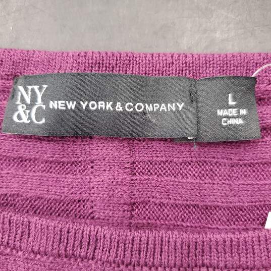 New York & CO Women Purple Sweater L NWT image number 3
