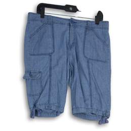 St. John's Bay Womens Blue Denim Medium Wash Belt Loops Bermuda Shorts Size 10