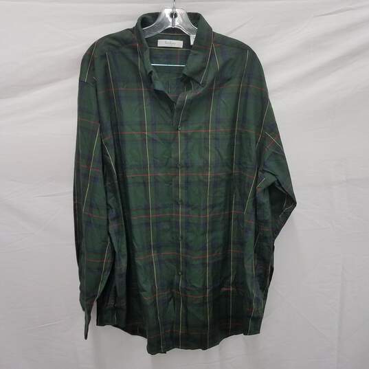 Turnbury 100% Cotton Green Plaid Long Sleeve Shirt Size XL/35 image number 1