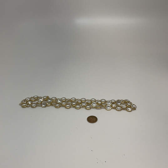 Designer Swarovski Gold-Tone Clear Crystal Cut Stone Link Chain Necklace image number 3