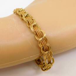 14K Gold Unique Mesh Chain Woven Interlocking Circles Chain Bracelet 9.3g