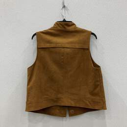 Chico's Womens Brown Suede Sleeveless Snap Front Flap Pocket Vest Size 1 alternative image