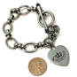 Designer Juicy Couture Silver-Tone Link Chain Toggle Clasp Charm Bracelet image number 3