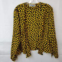 Adrianna Papell Women's Yellow/Black Blouse 100% Silk Sized 14