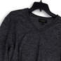 Womens Gray Black Heather V-Neck Long Sleeve Pullover Sweater Size Large image number 3