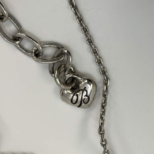 Designer Brighton Silver-Tone Rhinestone Fleur De Lis Pendant Necklace image number 3