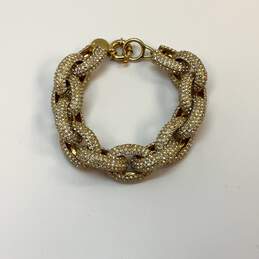 Designer J. Crew Gold-Tone Pave Rhinestone Oval Link Chain Bracelet alternative image