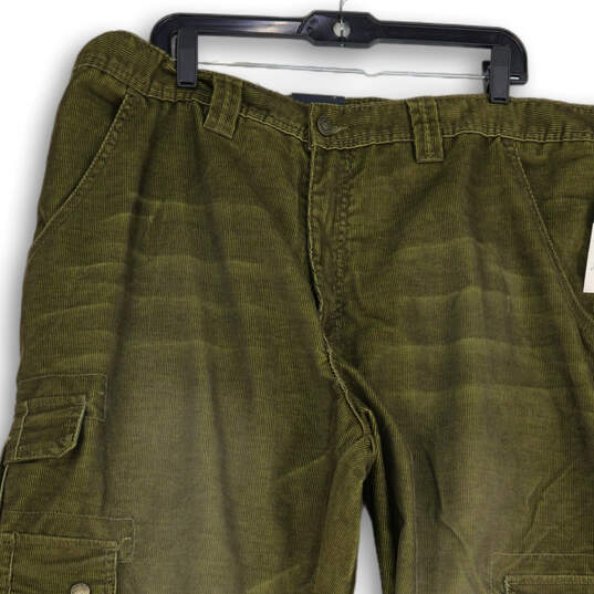 NWT Mens Green Corduroy Flap Pocket Straight Leg Cargo Pants Size 46X34 image number 3