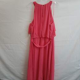 Pink sleeveless textured dot long flutter dress 16 alternative image