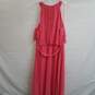 Pink sleeveless textured dot long flutter dress 16 image number 2