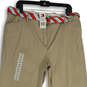 NWT Womens Khaki Flat Front Slash Pocket Belted Wide Leg Chino Pants Sz 16 image number 3