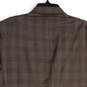 Mens Brown Plaid Notch Lapel Single Breasted Two Button Blazer Size 46R image number 4