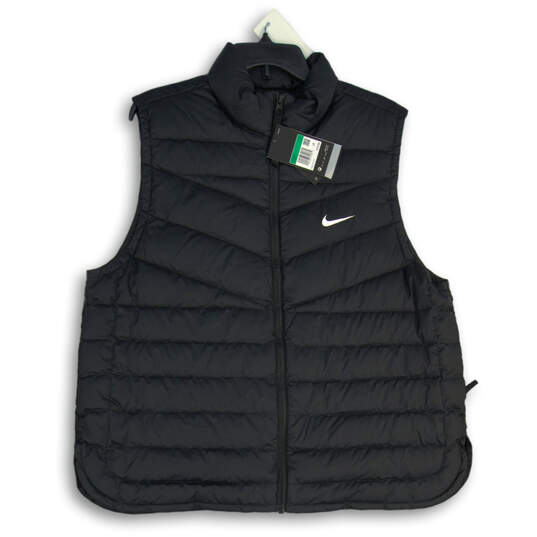 NWT Womens Black Mock Neck Sleeveless Full-Zip Puffer Vest Size XL image number 1