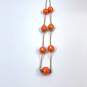 Designer J. Crew Gold-Tone Long Link Chain Stylish Orange Beaded Necklace image number 2