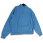 Mens Blue Long Sleeve 1/4 Zip Mock Neck Pockets Pullover Sweatshirt Sz 2XL image number 2