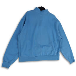 Mens Blue Long Sleeve 1/4 Zip Mock Neck Pockets Pullover Sweatshirt Sz 2XL alternative image