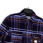 Mens Blue Red Plaid Long Sleeve Elbow Patch Collared Button-Up Shirt Size L image number 3