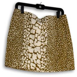 Womens Brown White Animal Print Flat Front Side Zip Mini Skirt Size 8 alternative image