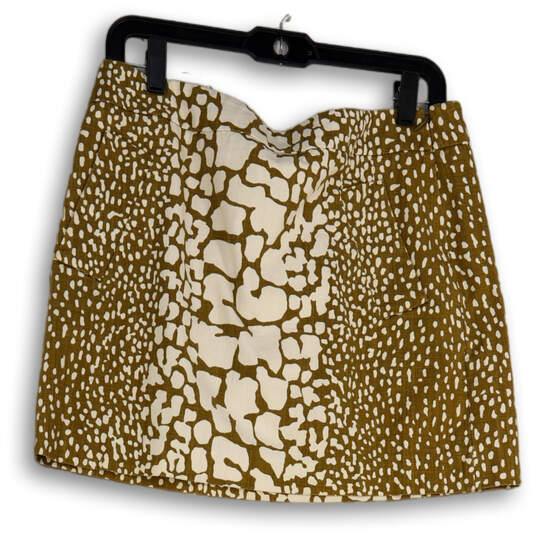 Womens Brown White Animal Print Flat Front Side Zip Mini Skirt Size 8 image number 2