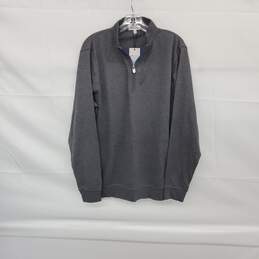 Peter Millar Gray Cotton Blend 1/4 Zip Long Sleeve Pullover MN Size L NWT