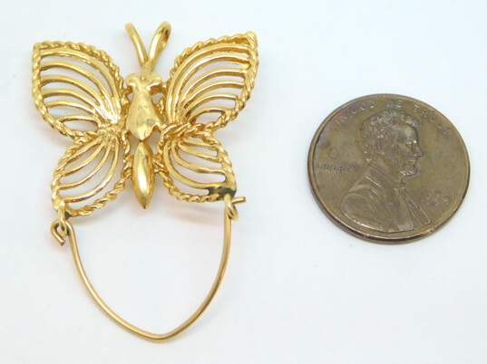 14K Gold Unique Butterfly Charm Holder Pendant 4.0g image number 4