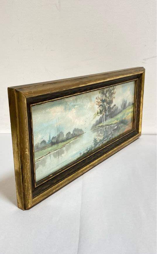 Panoramic Landscape Watercolor by Edwin Allsaints Gates Signed. Impressionist image number 2