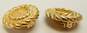 Vintage Givenchy Goldtone Cable Rope Textured Circle Clip On Earrings image number 4