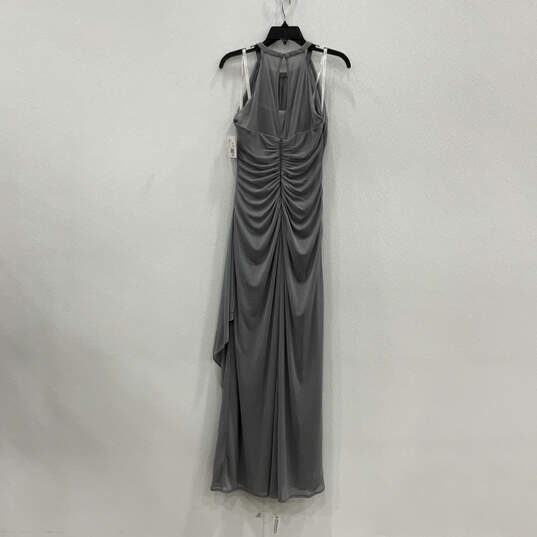 NWT Womens Gray Halter Neck Back Zip Sleeveless Long Maxi Dress Size 10 image number 2
