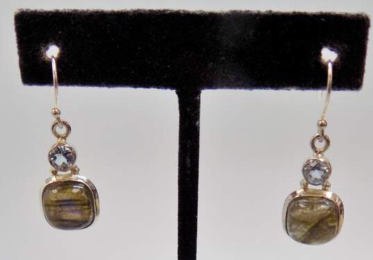 Artisan 925 Topaz, Labradorite & Drusy Drop Earrings 13.3g image number 4