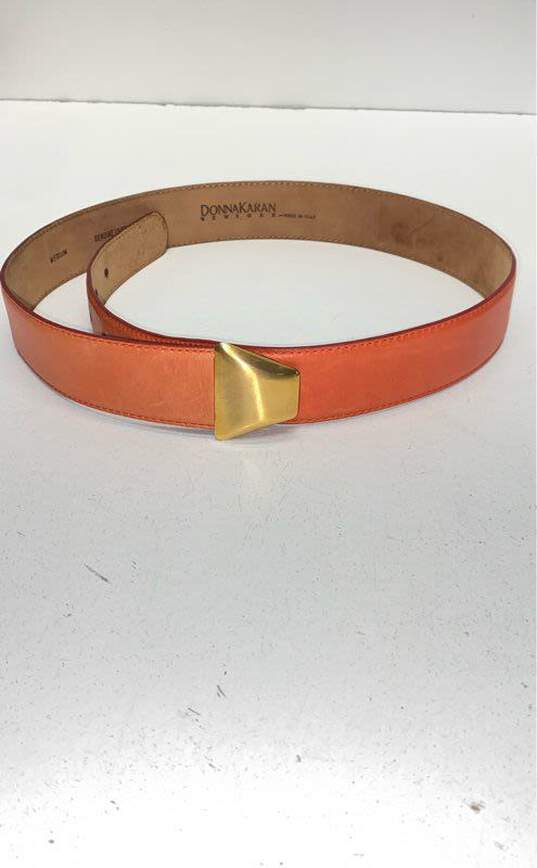 Donna Karan Orange Leather Belt Size M image number 2
