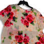 Womens Multicolor Floral Short Sleeve Round Neck Tunic Blouse Top Size XL image number 4