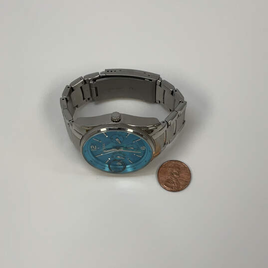 Designer Fossil Other-La BQ1680 Silver-Tone Blue Dial Analog Wristwatch image number 2