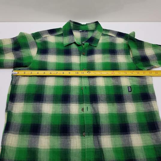 Patagonia green and navy plaid short sleeve button up image number 3