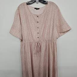 Kojooin Floral Elastic Waist Button Crew Neck Short Sleeve Maxi Dress alternative image