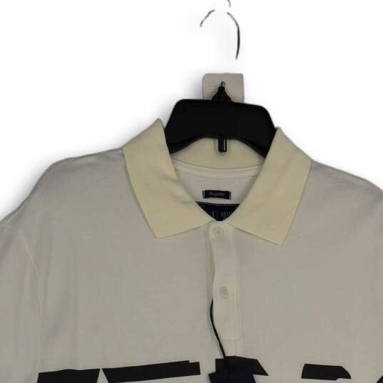 NWT Mens White Black Regular Fit Collared Short Sleeve Polo Shirt Size XL image number 3