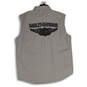 Mens Gray Spread Collar Sleeveless Chest Pocket Button-Up Shirt Size XL image number 2